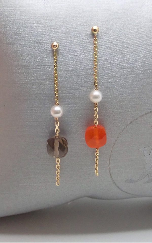 Boucles d'oreilles or, pierres fines et perles - JDL Paris