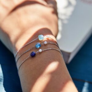 Bracelets or, topaze, lapis Lazuli, agate bleue - JDL Paris