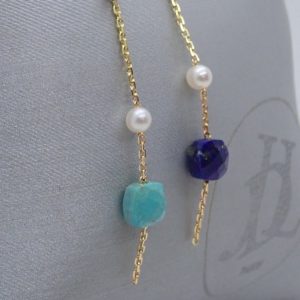 turquoise, lapis lazuli, or et perles - JDL Paris