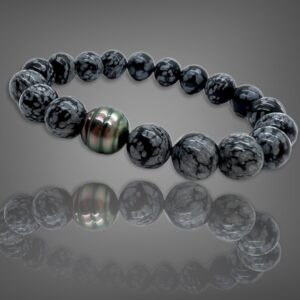 Bracelet homme obsidienne et perle de Tahiti