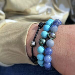 Bracelets bleus pour homme JDL Paris - pierres et perles de Tahiti