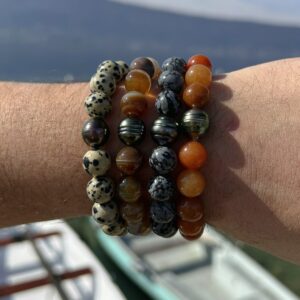Bracelets homme pierres fines et perles de Tahiti